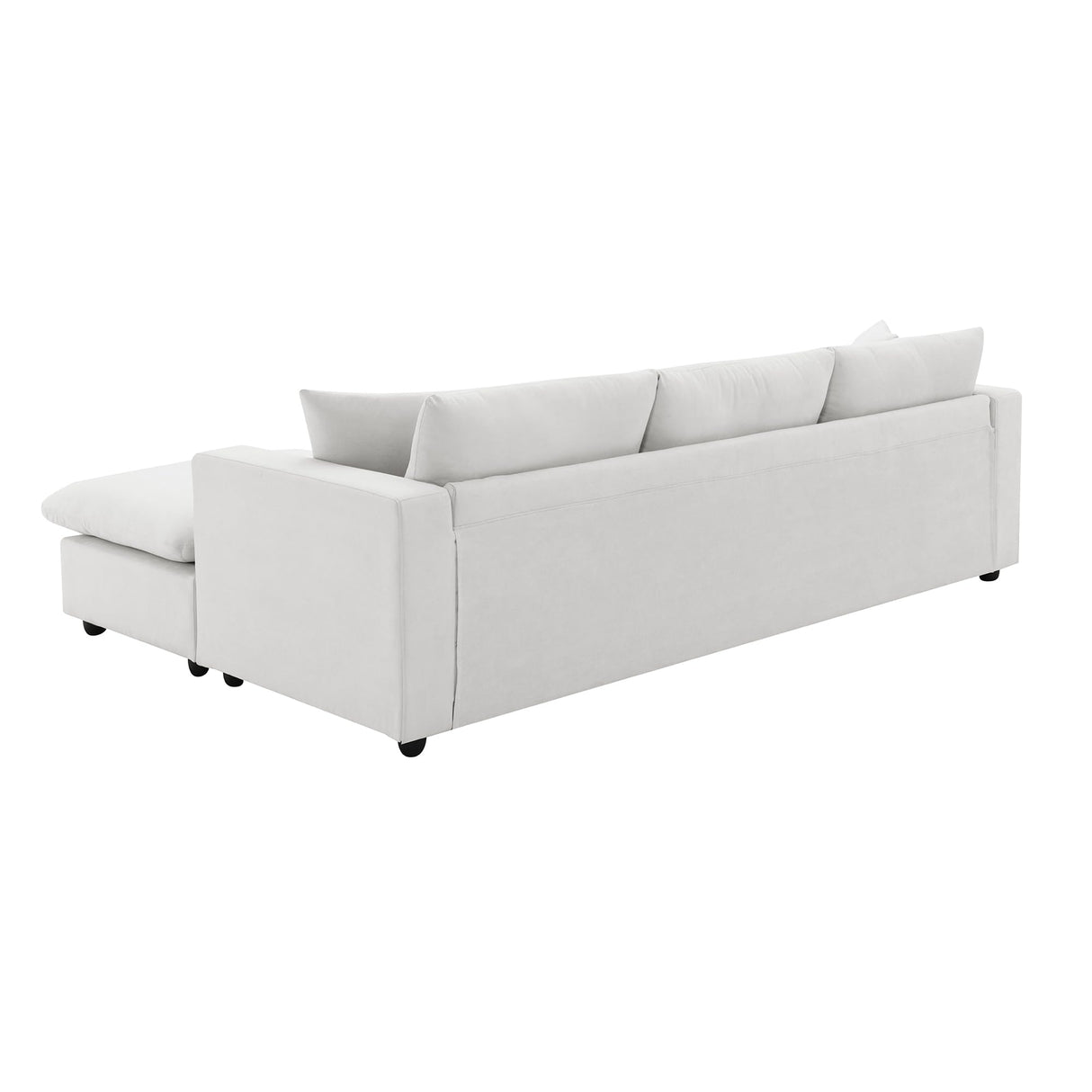 Tmsan 100.4" Modular Sectional Sofa Cloud Couch for Living Room, Modern Convertible L Shaped Couch Set with Ottoman, 4 Seater Polyester Fabric Sofa with 2 Pillows for Apartment Office (White) Tmsan