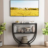 GILLAS 3 Tier Console Tables, 30" Height Entryway Table, Sofa Table Behind Couch Table, Industrial Entryway Furniture Entry Way Table with Storage for Living Room, Hallway, Entrance, Rustic Black GILLAS