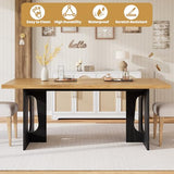 71" Long Dining Table for 6-10 People - Kitchen Table with Extra Thickened Tabletop & Heavy Duty Base Legs, Modern Rectangular Dinner Table for Kitchen, Conference Room, Home, Natural + Black Garvee