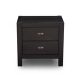 Grain Wood Furniture Montauk 2-Drawer Bedside Nightstand, Solid Wood with Farmhouse Black Finish Grain Wood Furniture