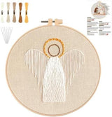 YOUDRN Nativity Scene Embroidery kit,Christmas Cross Stitch Kits,DIY Embroidery Kit for Adults with Pattern,Cotton Threads,Needles,Instruction,20cm Hoop,for Decor Home Room (Angel)