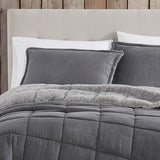 Eddie Bauer - Queen Comforter Set, Microsuede Bedding with Soft Sherpa Reverse, 3 Piece Bed Set with Matching Pillowcases (Sherwood Grey) Eddie Bauer