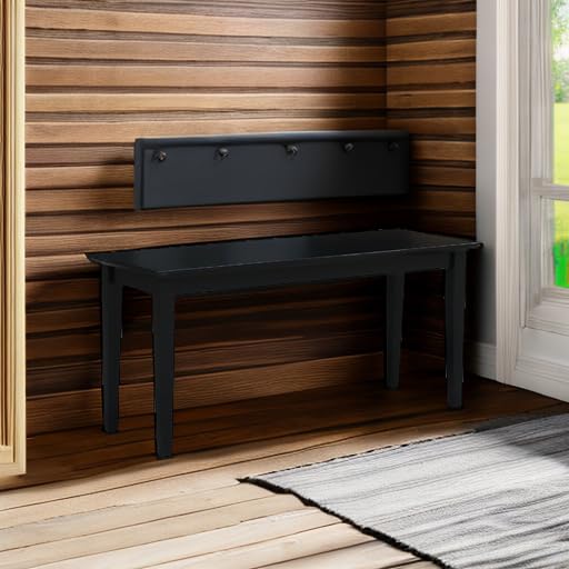 IC International Concepts, Shaker Style Bench Real/Solid Parawood, Kitchen/Dining, Sturdy & Reliable Seating, Easy Assembly, 39"W x 14"D x 18"H, 450 Lbs Wt. Capcity, Black IC International Concepts,