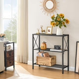 Hoctieon Industrial Console Table, 3-Tier Entryway Table, Metal Frame, Sofa Tables with Shelf, Hallway Desk, Entrance Desk for Entryway, Living Room, Foyer, Hallway, Black Hoctieon