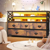 EnHomee Dresser TV Stand Entertainment Center with Fabric Drawers Media Console Table with Wood Open Shelves for 55" TV Storage Drawer Dresser for Bedroom, Living Room, Entryway, Rustic Brown EnHomee