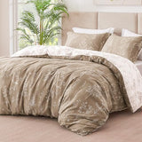 Love's cabin Light Taupe Twin Comforter Set - Twin XL Size Dorm Bedding, 2 Pieces Cute Floral Bedding Comforter Set, Soft Reversible Flowers Comforter, 1 Comforter & 1 Pillow Sham Love's cabin