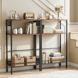 HOOBRO 15.7" Narrow Console Table with Charging Station, 3 Tier Entryway Table for Small Space, Behind Couch Table, Sofa Table, for Entryway, Hallway, Living Room, Rustic Brown and Black BF42UXG01 HOOBRO