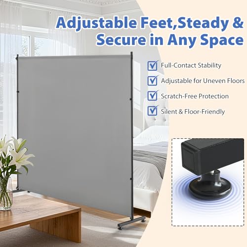 Room Divider, 73x75inch Large Privacy Screen with Adjustable Feet,Portable Single Panel Partition Wall for Room Separation,Room Separator with Thickened Fabric for Indoor Office,Bedroom,Outdoor Patio XGMDD