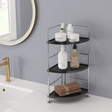 KINGBERWI 3 Tier Bathroom Corner Organizer Countertop, Vanity Counter Skincare Makeup Storage Shelf, Bathroom Sink Countertop Organizer, Black KINGBERWI