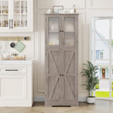 BOTLOG Farmhouse Bathroom Storage Cabinet, 67'' Tall Storage Cabinet with Barn Doors and Shelves, Kitchen Pantry Cabinet for Living Room, Dining Room, Rustic Grey BOTLOG