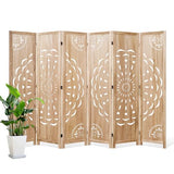 66.9Inch Wooden Room Partition - 6 Panels Boho-Styled Space Room Divider for Home/Office, Headboard & Yoga/Photo/Video Call Backdrop (Natural) Svimi