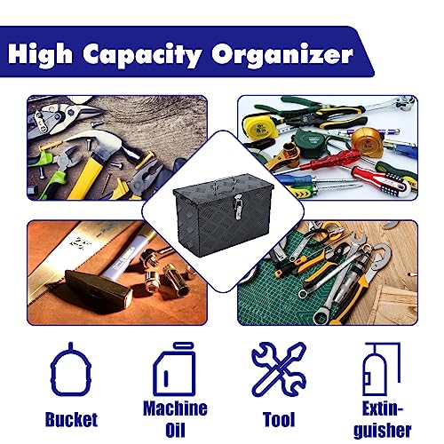 bchsadvb Truck Tool Box Aluminum Pickup Small Truck Bed Toolbox 5 Bar Tread Pattern Truck Storage Trailer Box with Lock 16"X7.5"X10" for Pickup,Truck Bed, RV, Trailer,Heavy Duty Waterproof Black box bchsadvb