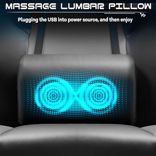 Meilocar Gaming Chair for Adult, Computer Chair with Footrest Video Game Chair Big and Tall Gaming Chair with Massage Lumbar Support, Adjustable Height and 360° Swivel Seat(Grey) Meilocar