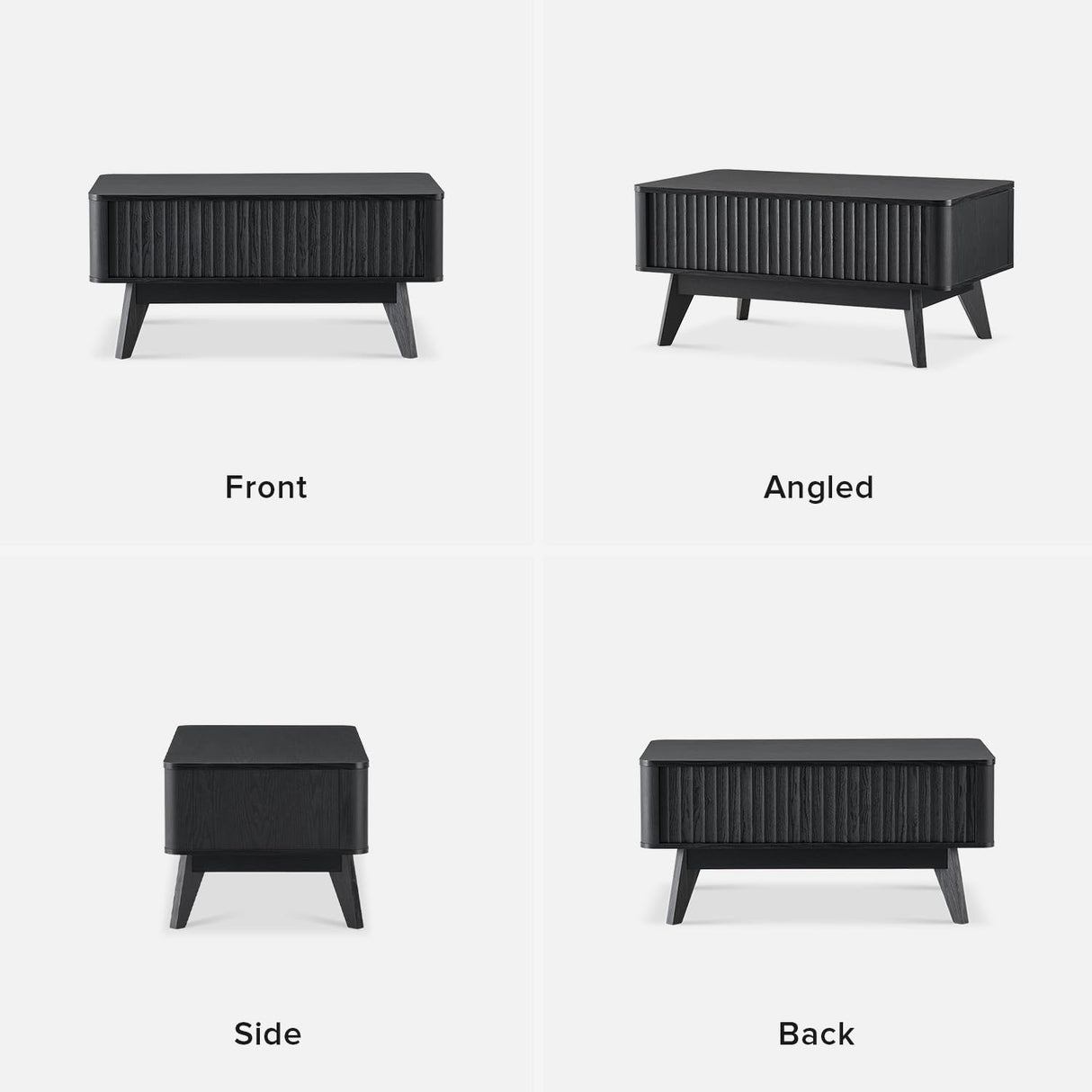 mopio Brooklyn Coffee Table, Lift Top Coffee Tables for Living Room, Mid Century, Modern Farmhouse Center Table with Lifting Top & Hidden Storage, Fluted Panel, Rising Pull Up Dining Table (Black Oak) mopio