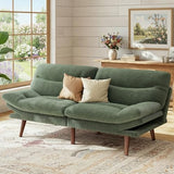 Marsail 66.1" Futon Sofa Bed, Corduroy Convertible Futon Couch with Adjustable Backrest & Armrests, Small Sleeper Sofa Loveseat for Small Apartments, Study Room, Office, Green Marsail