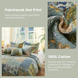 Secgo Queen Comforter Set for Bed - 100% Cotton Quilts Queen Size, Green, Sage Bedspreads (90 * 98 Inch) with 2 Pillow Shams, Patchwork Reversible Lightweight Bedding Secgo