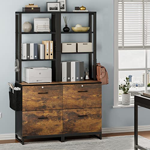 Itaar Rustic Brown 2 Drawer File Cabinet with Lock and Adjustable Storage Shelf Itaar