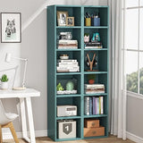 LITTLE TREE 70.9 Inch Tall Narrow Bookcase, Corner Bookshelf 6 Tier Cube Display Shelf Storage Organizer for Small Space, Blue LITTLE TREE