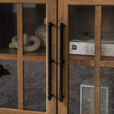 Walker Edison Farmhouse Barn Glass Door Wood Universal TV Stand for TV's up to 64" Flat Screen Living Room Storage Cabinet Doors and Shelves Walker Edison