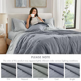 Madison Park Essentials Striped Comforter Set King, 7 Pieces Modern Minimalist Jacquard Bedding Set for All Season, Bed in A Bag with Sheet Set and Soft Brushed Reverse, Lightweight Blue/Grey Madison Park Essentials