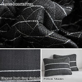 Flysheep Dark Grey Boho Quilt Set Full Queen Size, 3 Pcs White Striped on Gray Reversible Bedspread, Brushed Microfiber Coverlet for All Season, 1 Quilt + 2 Pillow Shams Flysheep