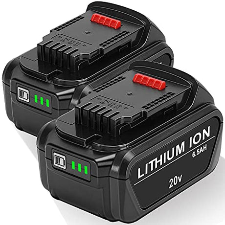 JYJZPB 2 Pack 6.5Ah Replace Battery Compatible for DeWalt 20V MAX Battery DCB200 DCB204 DCB206 DCB206-2 DCB201 DCB203 DCB181 DCB180 DCD/DCF/DCG 20 Volt XR Battery JYJZPB