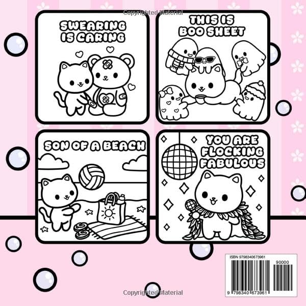 Cussing Cuties: Funny Swear Word Pun Coloring Book Featuring Cute Cats, Fuzzy Animals And Comfy Moments For Adults With Bold And Easy Designs