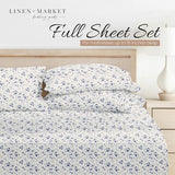 Linen Market Patterned Microfiber Full Sheet Set 4 Piece – Oeko-TEX Certified Ultra Soft & Wrinkle-Free - 16" Deep Pocket Sheets - Easy Care Full Size - Blossoms Light Blue Linen Market