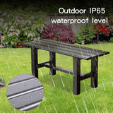 TECSPACE 35 Inches Aluminum Outdoor Weatherproof Bench Backless, 330 LBS Bearing Capacity Garden Porch Bench, Black TECSPACE