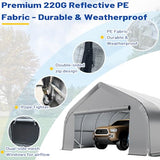 EROMMY 20x30 FT Heavy Duty Durable Carport, Silver Gray, Galvanized Steel Frame Garage Shelter and Outdoor Storage, Waterproof 3-Layer PE Cover, Fits 2 Cars, Boat, Farm Equipment EROMMY