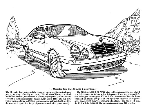 Luxury Cars Coloring Book (Dover Planes Trains Automobiles Coloring) Dover Publications