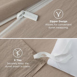 Bedsure Light Brown Duvet Cover Queen Size - 3 Pieces Prewashed Cotton-Like Extra Soft Bedding Set, Includes 1 Duvet Cover 90x90 Inches with Zipper Closure & 2 Pillow Shams, Comforter Not Included Bedsure