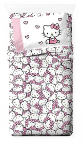 Jay Franco Sheet Set with Fitted, Flat Sheets & Pillow Cover - Ultra-Soft Bedding with Pillowcase for Room Decor, Multi - Hello Kitty, 3 Piece Twin Jay Franco