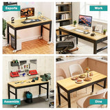 48" Heavy Duty Workbench, Solid Wood Working Bench Adjustable Height Rolling Work Tables with Power Outlets for Home Office, 1800 Lbs Capacity (Metal Wheels丨Rubber Pad丨48 x24 丨Socket) Hombanyan
