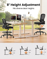 ErGear Drafting Chair, Standing Desk Chair with Flip-Up Armrests, High Desk Chair Adjustable Height, Ergonomic Tall Office Chair with Lumbar Support and Adjustable Footrest Ring ErGear