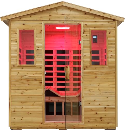 LTCCDSS Full Spectrum Outdoor Far Infrared Sauna 3-Person - Low EMF Sauna for Home - Near&Mid-IR Light, Bluetooth Speakers, LED Reading Lamps, Blundled Steam Sauna (81.1 * 45 * 83.5 inch LTCCDSS