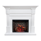 Modern Ember Augustine White Mantel Package 55" W x 48" H with 28 Inch Electric Fireplace Insert - 1,000 Sq Ft Heater 4 Flame Colors, Ember Bed Included | Compatible with Alexa and Google Assistant Modern Ember