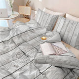 Single 61" x 79" Bedding Duvet Cover Set - Grey Minimalist Modern Wood Grain Printed 3 Piece Brushed Microfiber Comforter Quilt Cover with Zipper Closure for Men and Women Generic