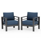 UDPATIO Aluminum Patio Chairs Outdoor Patio Furniture, 2 Pieces Aluminum Outdoor Couch Armchair with 5" Thick Cushion and Waterproof Cover UDPATIO