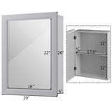 RELAX4LIFE Bathroom Medicine Cabinet with Mirror - Bathroom Wall Cabinet w/Single Door & Adjustable Shelf, Wood Mirrored Storage Cabinet Organizer, Recessed Bathroom Cabinet Wall Mount (Grey) RELAX4LIFE