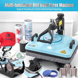 AKEYDIY 8 in 1 Heat Press 15x12 inch 360° Swing Away Digital Shirts Press Multifunction Heat Transfer Sublimation Machine Combo Heat Press Machines for T-Shirts Mugs Hat Plate Cap AKEYDIY