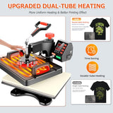 AKEYDIY 8 in 1 Heat Press Machine for T Shirts, 12x15 Swing Away Sublimation Heat Transfer Machine, GeniusPress Shirt Press Machine, Digital Tshirt Press Combo for Hat|Cap|Mug|Plate|Bag|Mouse Pads AKEYDIY