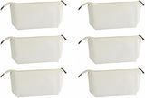 Juvale 6 Pack Canvas Makeup Bags with Zipper for Cosmetics, Toiletries, DIY Crafts (White, 11.75 x 5.5) Juvale