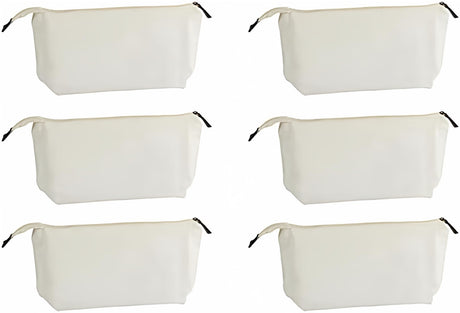 Juvale 6 Pack Canvas Makeup Bags with Zipper for Cosmetics, Toiletries, DIY Crafts (White, 11.75 x 5.5) Juvale