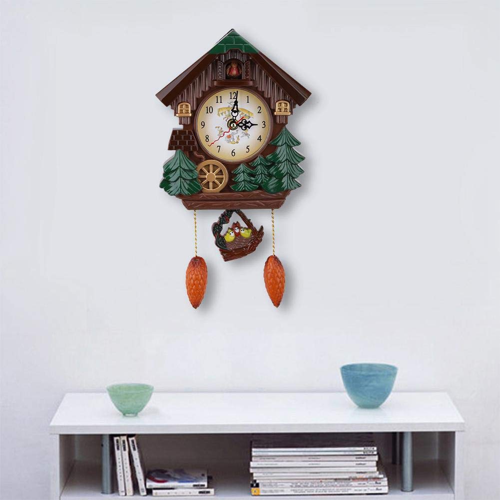 AUNMAS Wall Clock Traditional Chalet Tabletop Wall Sound Cuckoo Clock Tree House Clock for Bedroom Living Room School Office Decoration AUNMAS