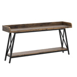 LITTLE TREE 70.9 Inch Retro Brown Console Table - Narrow Entryway & Behind Couch Accent Table LITTLE TREE