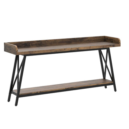 LITTLE TREE 70.9 Inch Retro Brown Console Table - Narrow Entryway & Behind Couch Accent Table