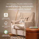 Kiwi Glider Recliner w/Electronic Control and USB | in Almond Teddy Loop w/Light Wood Base, Greenguard Gold Certified