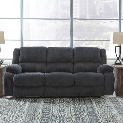 Signature Design by Ashley Draycoll Contemporary Manual Pull Tab Reclining Sofa, Dark Gray Signature Design by Ashley