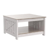 YITAHOME Coffee Table Farmhouse Coffee Table with Storage Rustic Wood Cocktail Table,Square Coffee Table for Living Meeting Room with Half Open Storage Compartment,Grey Wash YITAHOME